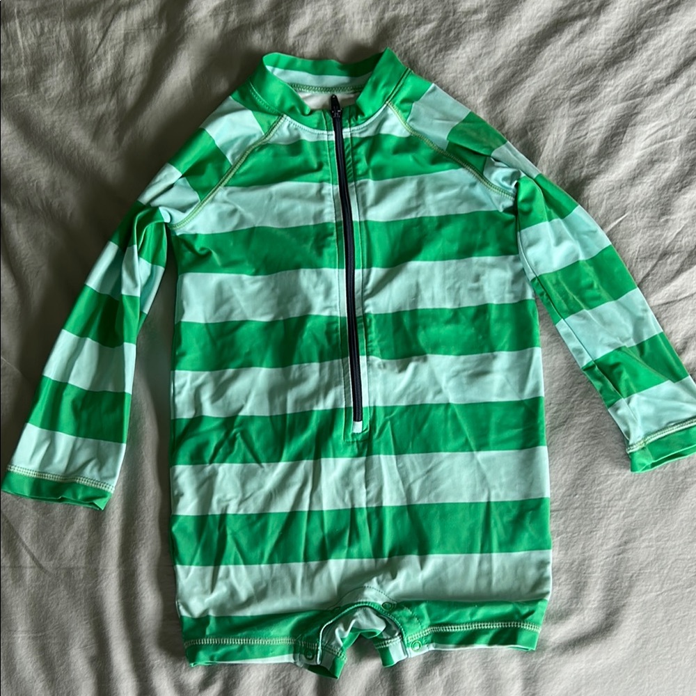 Primary Green Rashguard Swim Top
